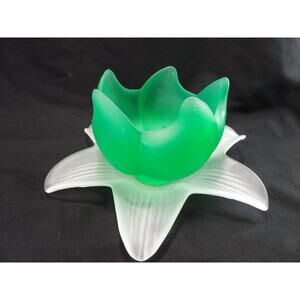 Satin Glass Frosted Flower Bloom Candle Holder